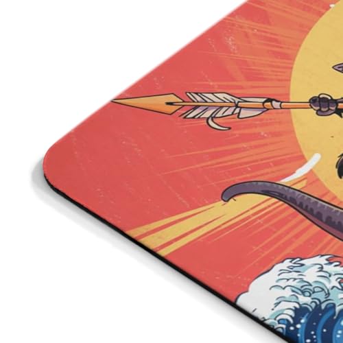 Mousepad Warrior Cat Riding Dinosaur with Spear Epic Fantasy Creature Battle Scene Unique Funny Desk Accessory Colorful Computer Mouse pad Novelty Gaming Mouse Mat Cool Office Decoration Retro - color: Warrior Cat