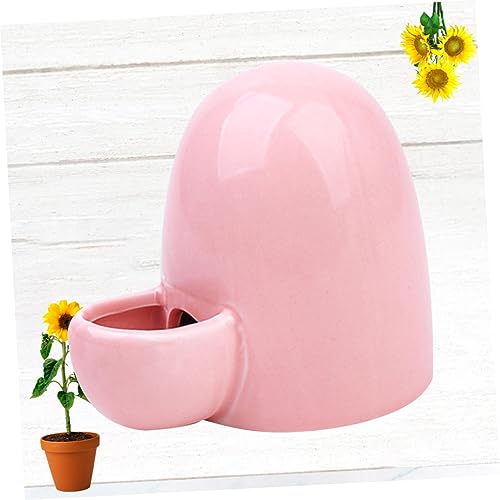 Milisten Ceramic Pet Bowls Self-Dispensing Pet Supplies Small Automatic Feeder for Hamsters Rabbits Drinking Bowl Water Dispenser 3.54X4.33X2.95 in - color: Pink