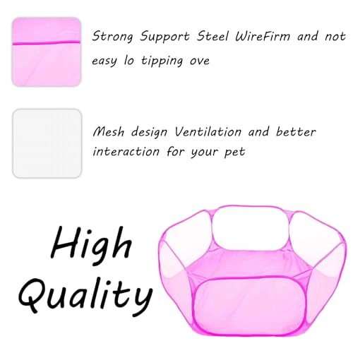 Small Animals Playpen, Portable Pop-up Open Interactive Pet Tent, Indoor Outdoor Fence for Rabbits, Guinea Pig, Hamster, Chinchillas, Kittens, Puppies - color: Pink