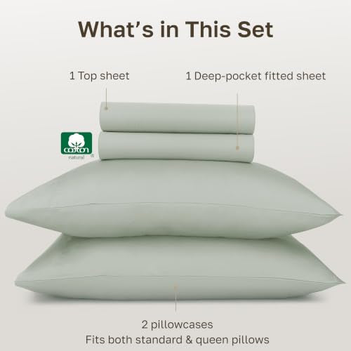 California Design Den Certified 100% Egyptian Cotton Full Size Sheets Set | Backed by Good Housekeeping Seal, Light & Airy Soft Sateen, 15" Deep Pocket, All-Around Elastic, 4pc Set - Meadow Grey - color: Meadow Grey, size: Full