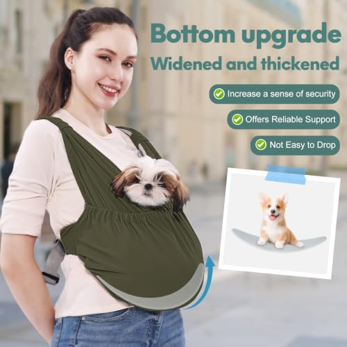 Supet Dog Sling Carrier for Small Pet, Adjustable Hands Free Front Backpack | Reduces Back & Neck Pain, Anti-Anxiety Chest Pouch, Soft Breathable Fabric, Fit Small Dogs, Cats, Puppy, Green Plus 7-15Lbs - color: Green, size: Plus