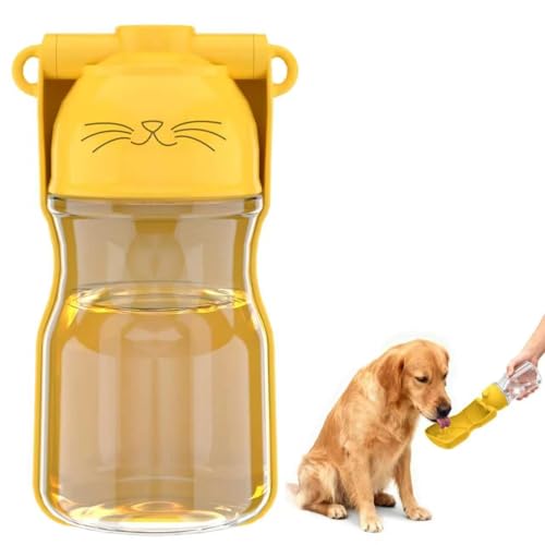 Amerisun Dog Water Bottle, 16.9 OZ Collapsible Leak-Proof Pet Water Bowl | Collapsible Water Bottle,Suitable for Dog, Cat, Puppy, Guinea Pig, Hamster & Bunny. Ideal for Walking, Hiking (yellow) - color: yellow