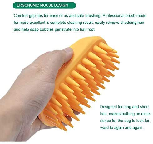 Pet Silicone Shampoo Brush for Long & Short Hair Medium Large Pets Dogs Cats, Anti-skid Rubber Dog Cat Pet Mouse Grooming Shower Bath Brush Massage Comb (Blue (New)) - color: Blue