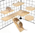 Hamster Cage Platform L-Shaped Wooden Hamster Cage Accessories Rat Climbing Toys Ledge with Ladder for Sugar Glider Mice Mouse Chinchilla Squirrel (L) - size: L