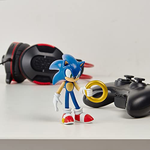 Just Toys – Sonic the Hedgehog Action Figure, 4" Buildable Poseable | Officially Licensed Sonic figure with interchangeable arms & accessories — 4 inch articulated, poseable collectible - style: Sonic