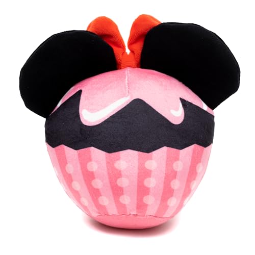 Buckle-Down Disney Squeaky Plush Dog Toy for Large, Medium & Small Dogs, Minnie Mouse Cupcake with Ears and Bow, 3.5" x 4.5"
