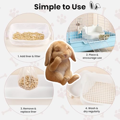 Large Rabbit Litter Box, Bunny Litter Box, Removable Top and Base, White | Removable Top and Bottom, Easy to Assemble and Clean, Suitable for Adult Rabbits, Guinea Pigs and Other Small Pets - color: White, size: 17.8" × 11.8" × 7.5"