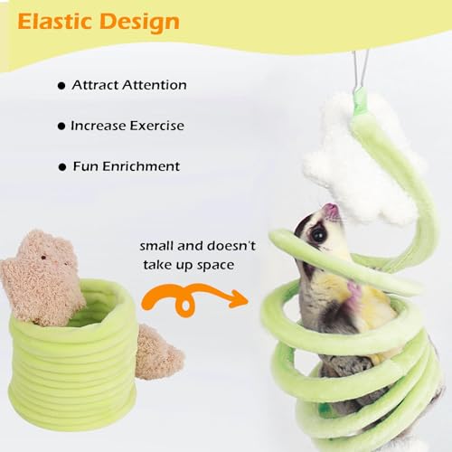 Rat Hammock and Sugar Glider Toy Set Cozy Hanging Bed with 3 Piece Climbing Ropes for Small Pets Includes Green Blue Yellow Swing Toys