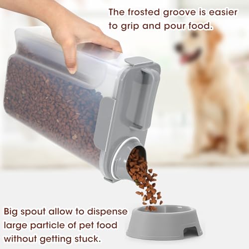 TBMax Pet Food Storage Containers 2 Pack 8-10 Lbs Airtight Dog Food Container Dispenser with Large Spout & Portable Handle, Travel Dog Treat Cat Food Storage Bin Bird Seed Container - color: Light Grey 6+3Qt