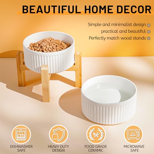 Non-Slip Ceramic Dog Bowls,6" Dog Food and Water Bowl Set with Silicone Base, 32oz/4cups Weighted Flip-Proof Pet Feeding Bowl for Medium Dogs (Medium,White) - color: White, size: 4 Cups