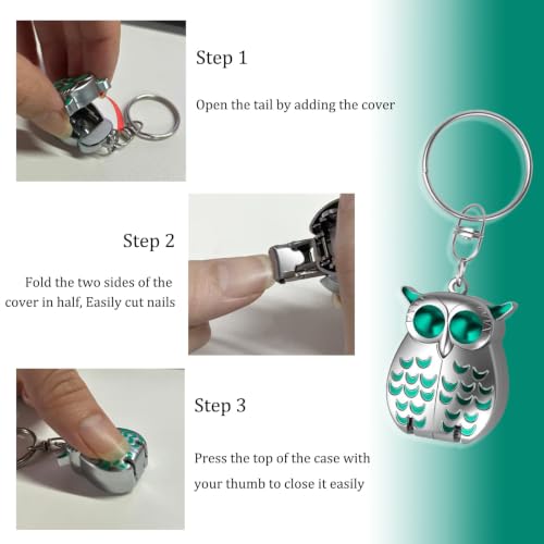 Owl Keychain Nail Clipper,Foldable 2-in-1 Stainless Steel with File(Black) | 2-in-1 Built-in Nail File | Compact | Zinc Alloy | Gift | Camping Travel | Silver Black Gold Rose Gold - color: Black