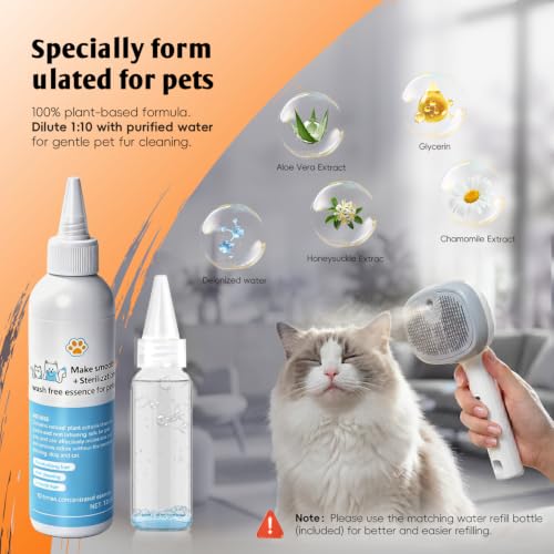 4 In 1 Cat Steam Brush for Grooming, Shedding, Massage, Bathing,Anti-Static | Anti-Static & Reduce Flying Fur.Suitable for All Long-haired and Short-haired Pets