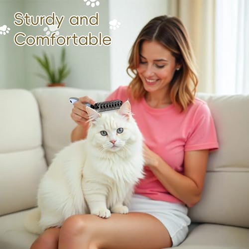 Double Sided Dematting Comb for Dogs & Cats - 2-in-1 Undercoat Rake & Double Coat Dog Brush, Pet Grooming Tool for Removing Mats & Deshedding (Blue) - size: Pet Grooming Comb