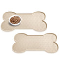 PWTAA Dog Food Mat Anti-Slip Silicone Dog Bowl Mat Thicker Pet Placemat Waterproof Cat Feeder Pad with Raised Edge Puppy Kitten Feeding Mats Suitable Small Medium-Sized Dogs Cats Eating Tray - 2PCS - color: Beige, size: 19.4" x 9.8"-2PCS