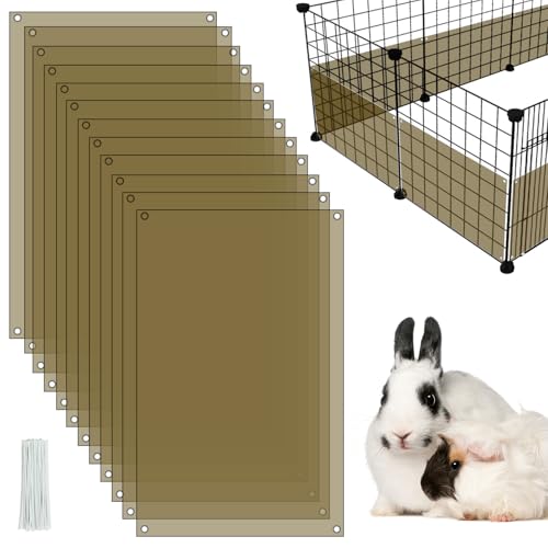 PETKNOWS 12 Pack 11.8 x 8 inch Clear Cage Edge Liner Protection for Rabbit | Plastic Pet Cage Liner, Guinea Pig Habitat Siding, Scatter Guard for Cage, Pack of 12 Pet Cage Guard Accessories, 11.8x8" - color: Brown, size: 30X15 CM