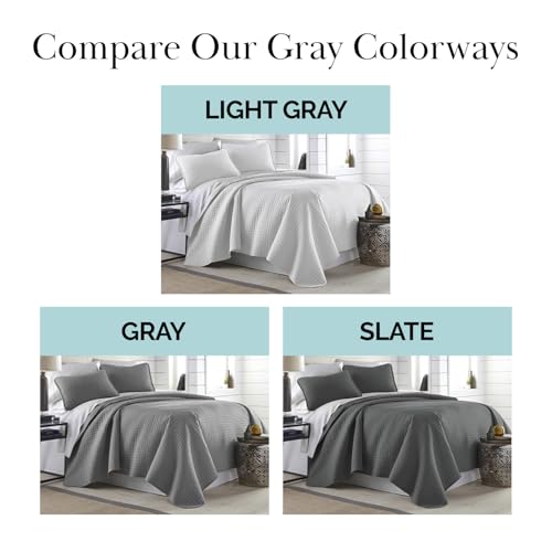 Southshore Fine Living, Inc. Summer Bedspreads Queen Size Set, Full/Queen Quilt Bedspread with 2 Matching Pillow Shams, Soft Microfiber Quilt Set, Lightweight Quilts Coverlet, Slate Grey Quilts - color: 10 - Slate, size: Full / Queen