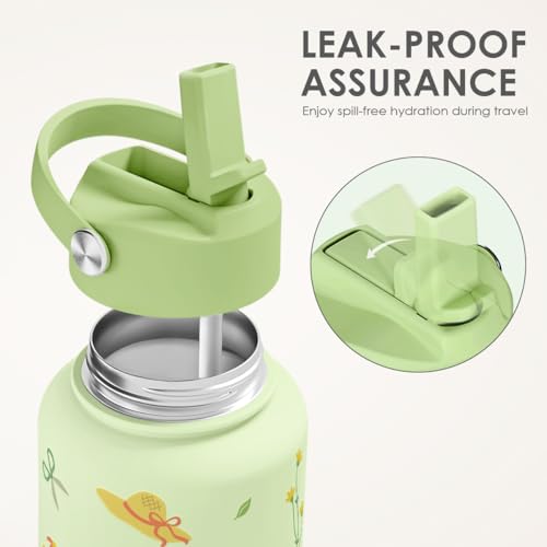 Gardening Gift for Women, Water Bottle Stainless Steel 32oz with Lid & Straw, Plants Lover Insulated Bottles Gifts for Girls Friends Teens Birthday Christmas - color: Gardening