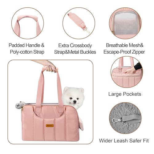 Dog Purse Carrier for Small Dogs Cats Rabbits Up to 12lbs, Lightweight Pet Sling Carriers with Crossbody Strap, Portable Puppy Soft Sided Tote Bag Carrier for Vet,Hiking,Travel Pink - color: Pink