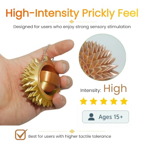 Big Ouchies Fidget Spike Hedgehog-Pain Stim Fidget Hard Spiky Fidget | Golden-Bronze Gradient,3D Printed Hard Spiky Spinner Fidget for Stress Relief, Hedgehog-Shaped Keychains, Stim Sensory Tool - color: Golden-bronze Gradient