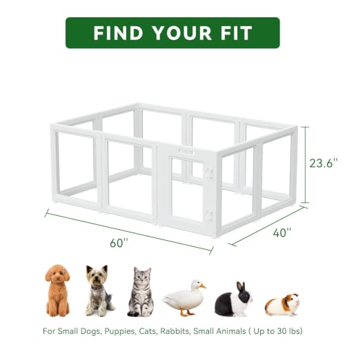 EVERFRONT Clear Acrylic Dog Playpen - Clear Dog Play Pen - Easy Assemble Acrylic Dog Playpen - Puppy Playpen, Cat Playpen, Small Animal Playpen, Dog Play Pen Indoors (24", 10 Panels) - size: 24"