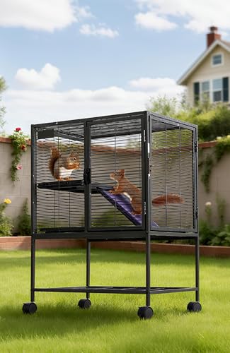 Multi-Level Metal Small Animal Cage, Removable Tray & Ramp, Lockable, BPA-Free, Indoor/Outdoor Use,for Ferrets, Hamsters, Chinchillas, Rabbits, Guinea Pigs, Hedgehogs, Gerbils - size: 24''Lx17''Wx34''H