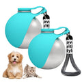 2 in 1 Portable Dog Water Bottle, 10oz Stainless Steel Leak Proof Pet Water Bottle with Foldable Silicone Bowl, Outdoor Travel Water Bottle for Dogs Walking Hiking Camping, 2 Pack Blue - color: 2PCS-Blue
