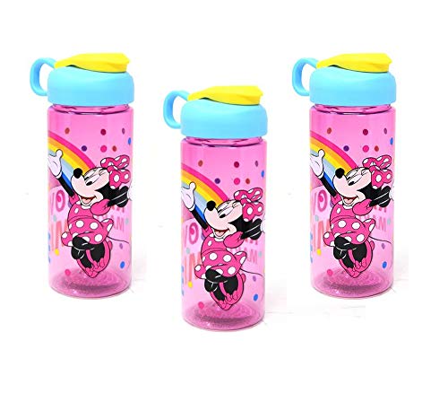 Zak Designs, Inc [3 Pack] Disney Minnie Mouse 16.5oz Kids Sullivan Sports Water Bottle, BPA free, PinkBlueYellow MMPUT071