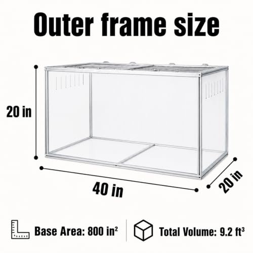 Large Hamster Cage 40x20x20 in, Acrylic Hamster Enclosure with Metal Frame | Chew-proof, Vent holes, Hinged top - size: 40.0"L x 20.0"W x 20.0"H