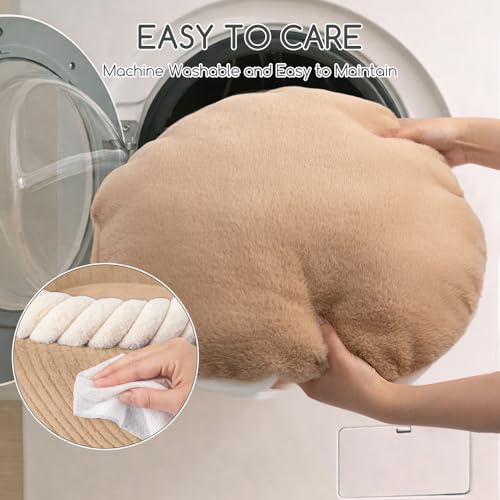 Hollypet Round Cat Bed Small Dog Beds with Detachable Cushion, Oatmeal | Cat Bed for Indoor Cats Washable Fluffy Small Dog Bed Cozy Plush Pet Beds with Non-Slip Bottom for Pets up to 22 lbs - color: Oatmeal and White