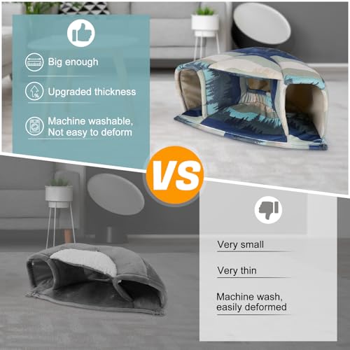 Unicorn Catcher Washable Guinea Pig Hideout Large Cozy Bed for Small Pets | Warm Plush Pet House Featuring A Semi-Closed Design For Hamsters Chinchillas And Bunnies To Sleep In Secure Comfort - color: Blue-green Mountains