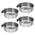 Stainless Steel Bird Feeding Dish Cups, 4 Pack, Medium | Clamp Holder, For Parrot Cockatiel Parakeet Macaw Finches Lovebirds, Cage Water Feeder - color: 4 Pack, size: Medium