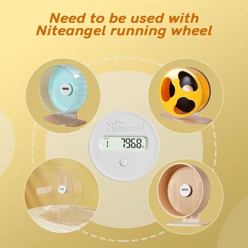 Niteangel Super-Silent Hamster Exercise Wheels with Pedometer- Quiet Spinner Hamster Running Wheels with Adjustable Stand for Hamsters Gerbils Mice Or Other Small pet