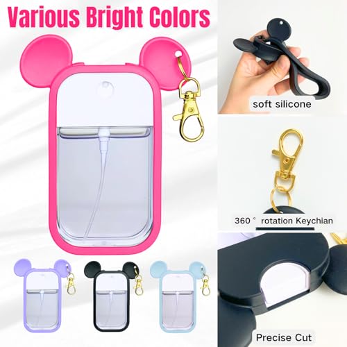 Mouse Design Silicone Case Compatible with Touchland Hand Sanitizer Spray 1 fl oz, Silicone Protective Case Holder with Keychain for Power Mist and Glow Mist, Rose Red - color: Rose Red