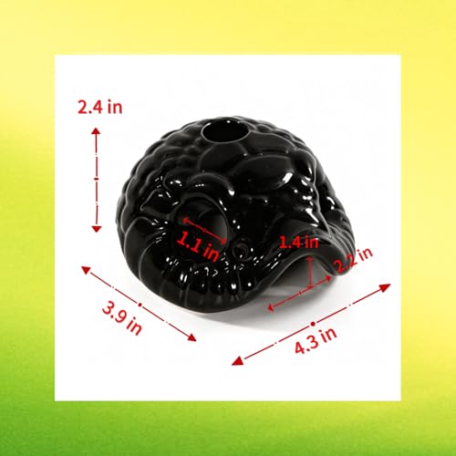 Snake Head Reptile Hide Cave, Black | Small Ceramic, Gecko Hideout with Water Reservoir, Mini Terrarium Decor, For Juvenile Snake, Lizard, Frog - color: Black