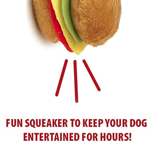 Jeffers Pet Plush Food Themed Dog Toy with Squeaker, 4.5 inch - Hamburger - color: Brown Burger