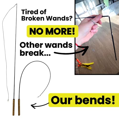 Forever Stick 1-Pack - The Unbreakable Cat Wand Toy, Durable Cat Toy Wand, Extra Long Cat String Toy, Cat Fishing Pole Toy for Bored Indoor Adult Cats, Cat Stick Toy, Cat Feather Wand, Cat Teaser Wand - size: Forever Stick 1-Pack