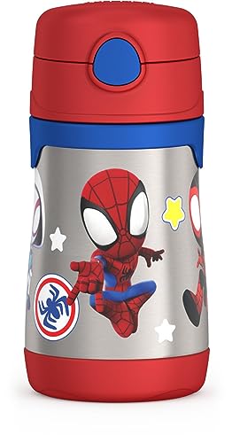 THERMOS Vacuum Insulated Stainless Steel 10oz Straw Bottle, Spidey and His Amazing (Pack of 3) - color: Spidey and His Amazing, size: 10 Ounces (Pack of 3)