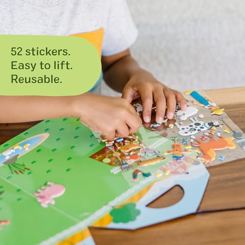 Melissa & Doug Puffy Sticker Play Set – On The Farm, 52 Reusable Stickers with 2 Fold-Out Scenes, Restickable Animal Arts and Crafts Activity Book for Kids Ages 4+ - FSC Certified