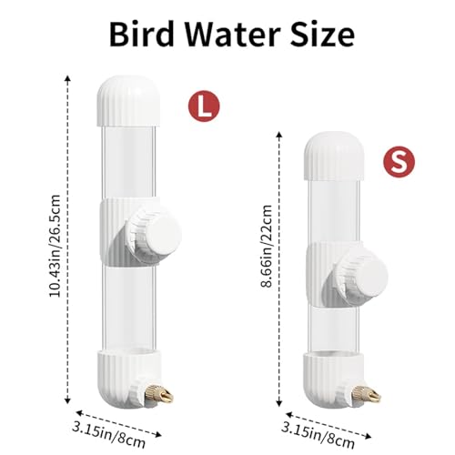 9.4 Fl Oz No Mess Bird Water Dispenser, Sipper Bottle | 9.4oz/280ml capacity easy view & simple mount Clear Cage Water Drinker for Parakeets Cockatiels Budgies Finch Lovebirds - color: White, size: 9.4 fl oz (280ml)