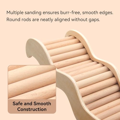 Natural Wooden Hamster Ladder Bridge Climbing Toy for Syrian & Dwarf Hamsters, Gerbils, Mice, and Small Animals Cage Decor and Accessories (Small-6.22") - size: Curved 6.2" x 3.5"