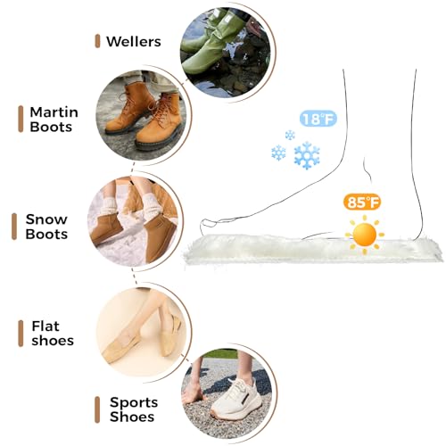 Bacophy 2 Pairs Genuine Thick Sheepskin Fleece Insoles for Women, Premium Warm Fluffy Wool Replacement Cozy Breathable Inner Soles for Shoes Boots Slippers Women Size 11 - size: 11 M US WOMEN