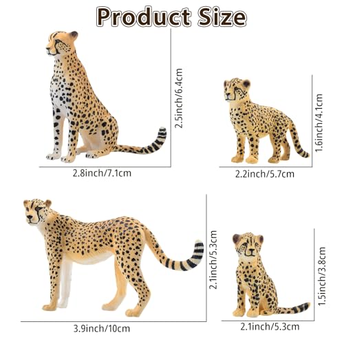 Toymany 8PCS Realistic Cheetah Figurines Toy, Cake Topper & Gift for Kids | Plastic Jungle Zoo Animals Figures with Cubs, Educational Toy, Christmas Birthday Gift for Children - style: Cheetahs