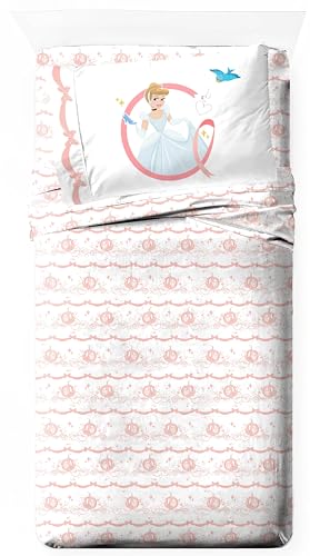Jay Franco Kids Sheet Set with Fitted, Flat Sheets & Pillow Cover - Ultra-Soft Bedding with Pillowcase for Room Decor, White - Princess Cinderella, 3 Piece Twin - color: White - Princess Cinderella, size: 3 Piece Twin