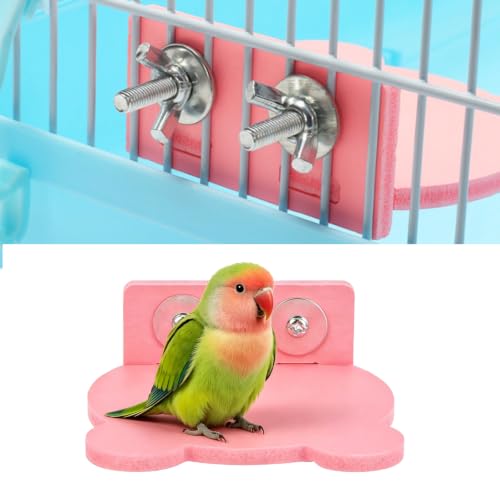 Pink Perch Bird Platform, Double Screw Standing Platform Stand Parrot Climbing Grinding Cage Toy, Comes with Screws, for Small Anminals Mouse Lovebird Finches Exercise
