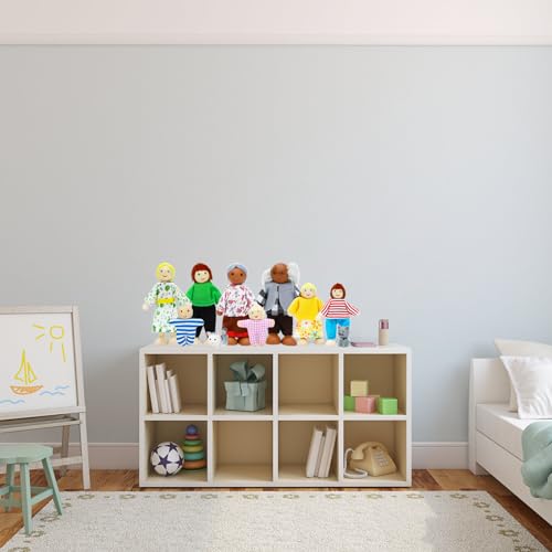 ONEST 20 Pieces Wooden Dollhouse Family Set Mini People Figures Dog Cat Sets Dollhouse Dolls Wooden Doll Family Pretend Play Figures Accessories for Pretend Doll House Toy - style: B Set