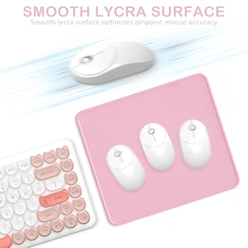 Mouse Pad with Stitched Edge, Multiple Patterns Computer Mouse Pads with Non-Slip Rubber Base, Washable Cloth Mousepad, for Gaming, Laptop, PC (Pink) - color: 04Pink