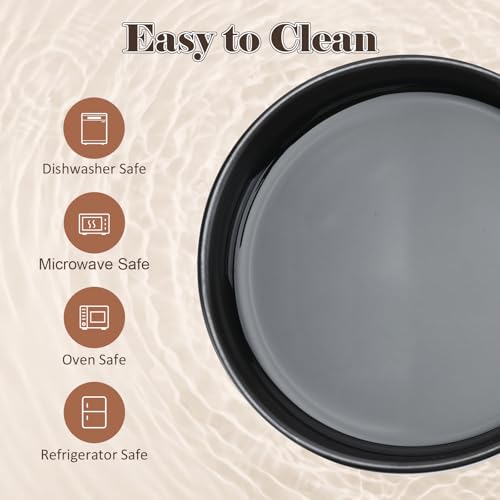 SPUNKYJUNKY Raised Ceramic Dog Bowls Set with Non-Slip Acacia Wood Stand for Medium Sized Dog(42.27 OZ, Black) - color: Black, size: 42.27 Oz