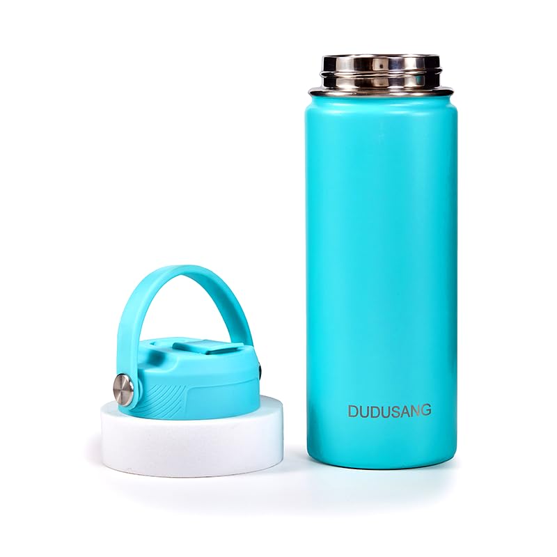 2Pack Kids Insulated Water Bottle - Bulk Stainless Steel Water Bottles for School Travel Leak Proof Vacuum Metal (Skyblue+Blue, 18 Ounces) - color: Skyblue+Blue