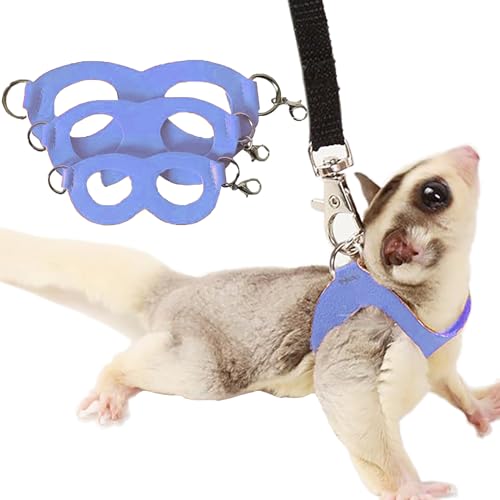 3 Pack Sugar Glider Harness and Leash Set Small Animal Training Walking Vest for Squirrel Hamster Rat Blue - color: Blue
