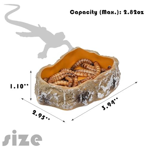 IBWell 4 Inch Reptile Food Dish Escape Proof Reptile Feeding Dish Resin Reptile Water Food Bowl for Bearded Dragon Chameleon Frog Snake Turtle Leopard Gecko - size: 4"